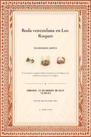 Venezuelan Los Roques Coastal Wedding invitation design