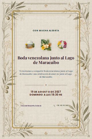 Venezuelan Maracaibo Lakeside Wedding invitation design