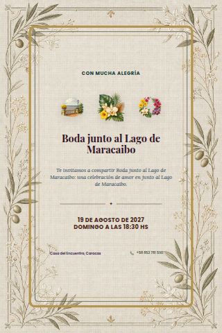 Maracaibo Lakeside Wedding invitation design