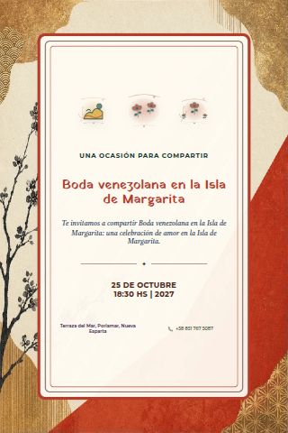 Venezuelan Margarita Island Wedding invitation design preview