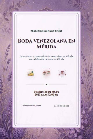 Venezuelan Mérida Mountain Wedding invitation design preview