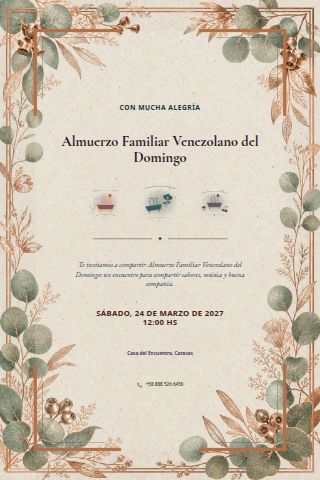 Venezuelan Sunday Family Lunch invitation design preview