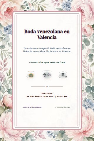 Venezuelan Valencia Garden Wedding invitation design preview