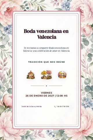 Venezuelan Valencia Garden Wedding invitation design