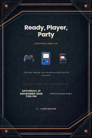 Video Game Party invitation preview