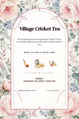 Village Cricket Tea invitation preview