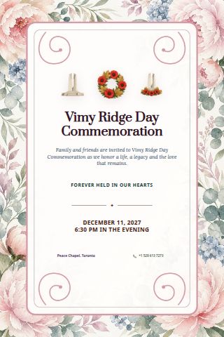 Vimy Ridge Day Commemoration invitation preview