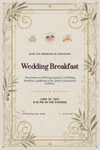 Wedding Breakfast invitation design preview