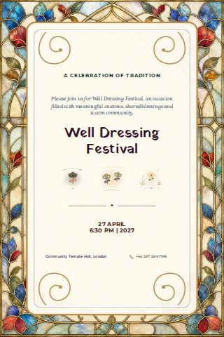 Well Dressing Festival invitation design preview