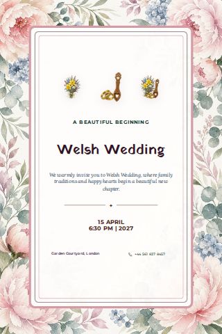 Welsh Wedding invitation design preview