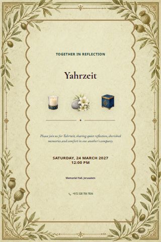 Yahrzeit invitation preview