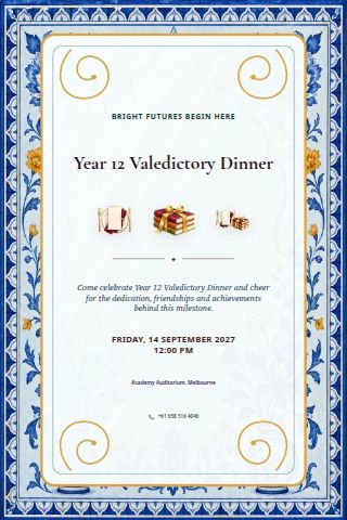 Year 12 Valedictory Dinner invitation preview
