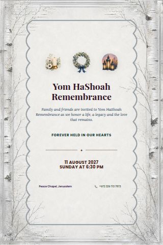 Yom HaShoah Remembrance invitation preview