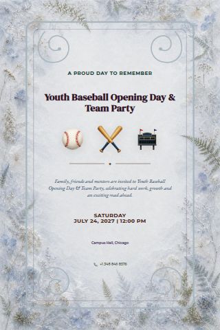 Youth Baseball Opening Day & Team Party invitation preview