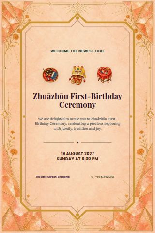 Zhuāzhōu First-Birthday Ceremony invitation preview